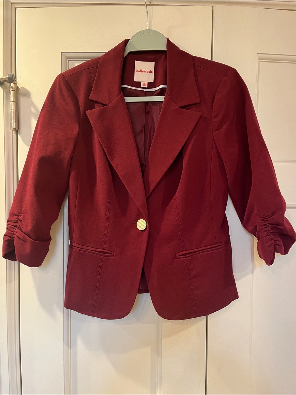 Hollywould Women's Deep Red Single-Button Blazer